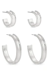 Ettika Groove Set Of 2 Hoop Earrings In Silver