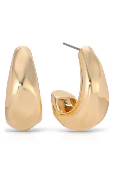 Ettika Essential Hammered Hoop Earrings In 18k Gold Plated