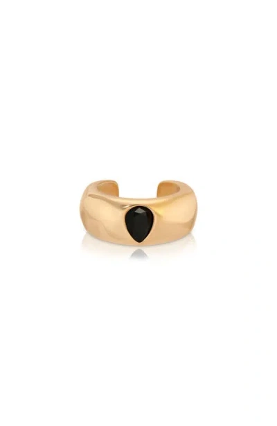 Ettika Pear Shape Crystal Hammered Ear Cuff In Gold