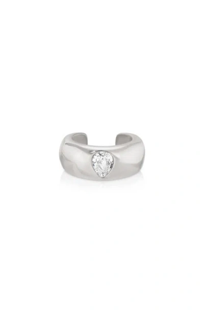 Ettika Pear Shape Crystal Hammered Ear Cuff In Metallic