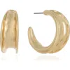 Ettika Hammered Huggie Hoop Earrings In Gold