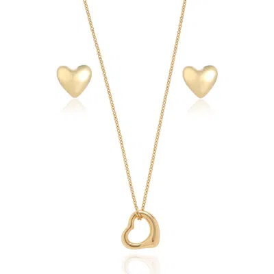Ettika Heart Necklace & Stud Earrings Set In Gold