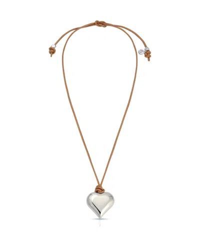 Ettika Heart Pendant Adjustable Cord Necklace In Brown