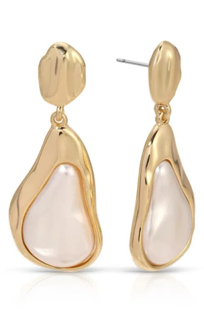 Ettika Hidden Stone Molten Drop Earrings In White