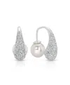 Ettika Hooked Pave And Mother Of Pearl Drop Earrings In Silver