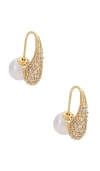 Ettika Hooked Pave And Mother Of Pearl Drop Earrings In 金色
