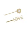 Ettika Imitation Pearl And Gold-tone Love Heart Hair Pin Set In Gold