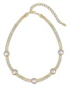 Ettika Imitation Pearl Dotted 18k Gold Plated Snake Chain In Ivory/gold