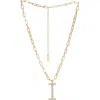 Ettika Imitation Pearl Initial Pendant Necklace In Gold- I