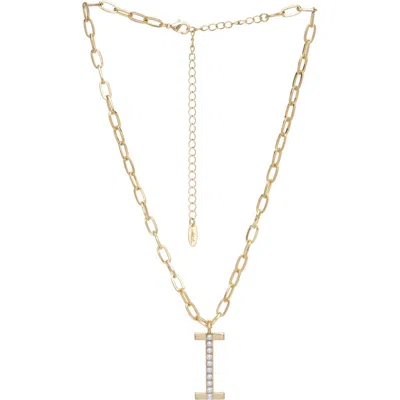 Ettika Imitation Pearl Initial Pendant Necklace In Gold- I