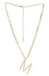 Ettika Imitation Pearl Initial Pendant Necklace In Gold- M