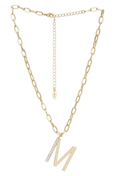 Ettika Imitation Pearl Initial Pendant Necklace In Gold- M