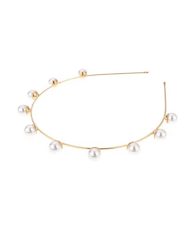 Ettika Imitation Pearl Studded Headband In Gold