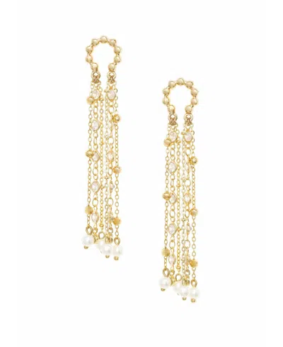 Ettika Imitation Pearly Gates Earrings In 18k Gold Plating
