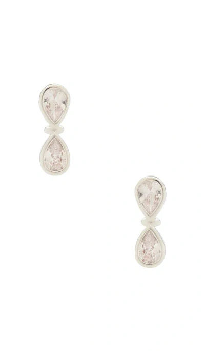Ettika Infinity Crystal Stud Earrings In Clear Crystal & Silver