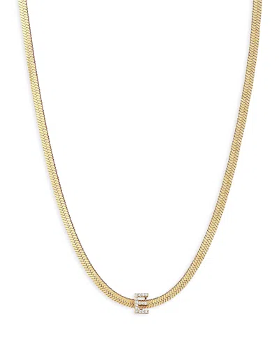 ETTIKA INITIAL HERRINGBONE CHAIN NECKLACE IN 18K GOLD PLATED, 12