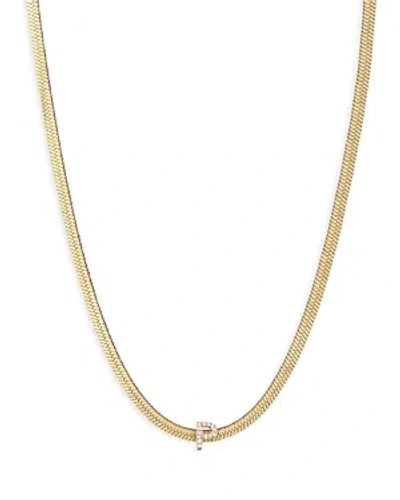 Ettika Initial Herringbone Chain Necklace In 18k Gold Plated, 12