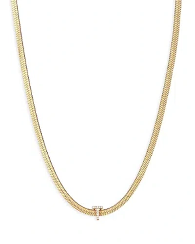 Ettika Initial Herringbone Chain Necklace In 18k Gold Plated, 12 In T