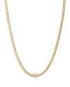 Ettika Initial Herringbone Chain Necklace In 18k Gold Plated, 12 In V