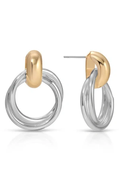 Ettika Interlocking Duo Stud Earrings In Multi