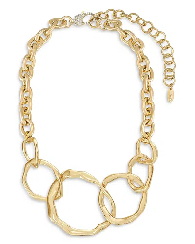 ETTIKA INTERLOCKING GOLDEN CHAIN STATEMENT NECKLACE, 15-19