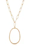 ETTIKA LARGE 18K GOLD PLATED OVAL PENDANT CHAIN LINK NECKLACE