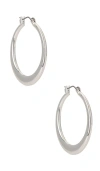 Ettika Large Flat Open Hoop Earrings In Metallic Silver