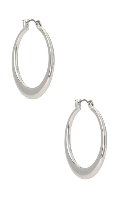 Ettika Large Flat Open Hoop Earrings In Metallic Silver