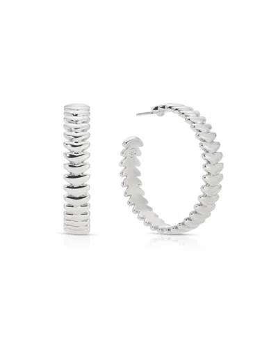 Ettika Metal Moderna Large Half Hoop Earrings In Silver