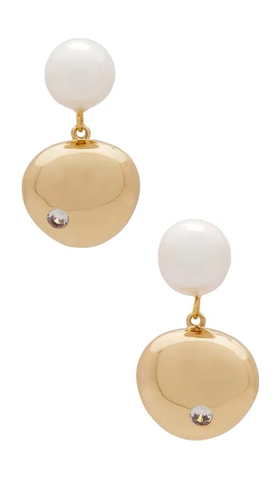 Ettika Large Polished Pebble Pearl Earrings In 珍珠