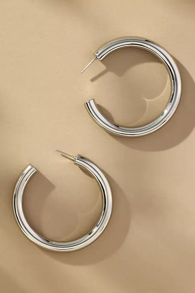Ettika Large Thick Classic Hoop Earrings In Silver