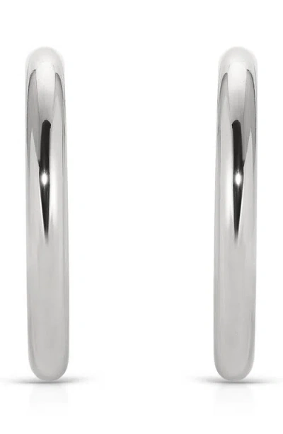Ettika Large Thick Classic Hoop Earrings In Rhodium