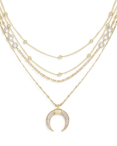 ETTIKA LAYERED CHAIN & HORN PENDANT NECKLACE IN 18K GOLD PLATE, 14