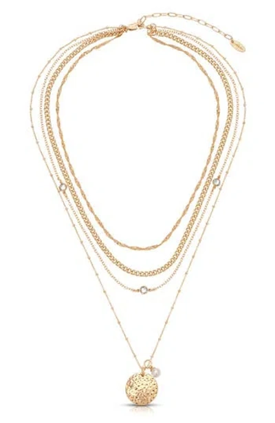 Ettika Layered Chain Pendant Necklace In Gold