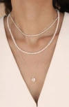 Ettika Layered Charm & Freshwater Pearl Necklace In Silver