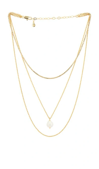 Ettika Layered Pearl Pendant Necklace In Gold