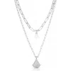 Ettika Layered Teardrop & Freshwater Pearl Charm Necklace In Silver