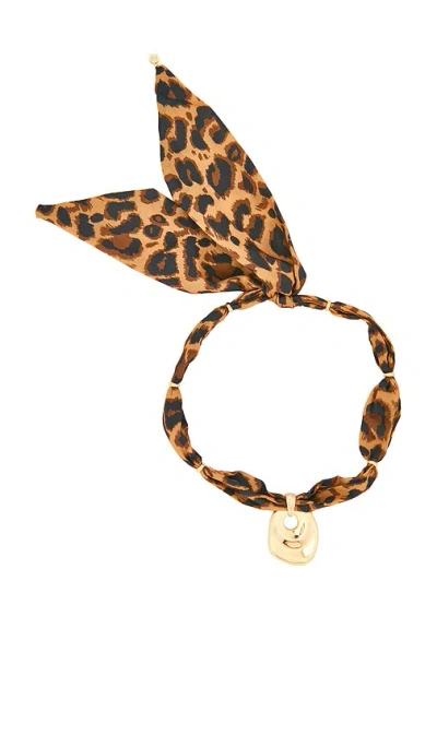 Ettika Leopard Scarf Necklace In Brown