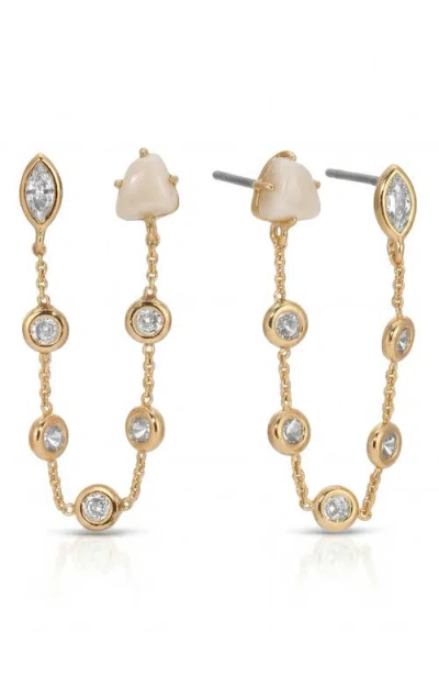 Ettika Gemlite Chain Double Piercing Earrings In Gold