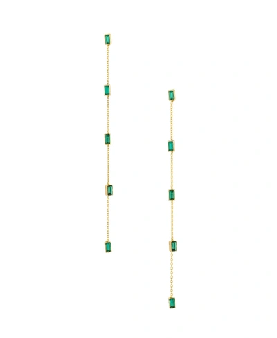 Ettika Linear Baguette Earrings In 18k Gold Plating In Green