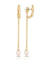 Ettika Lux Cultured Freshwater Pearl Linear Drop Earrings In 18k Gold Plated In Gold