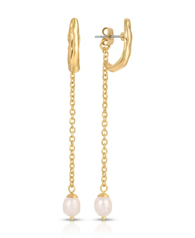 ETTIKA LINEAR LUX CULTIVATED PEARL DROP EARRINGS