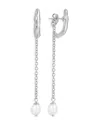 Ettika Linear Lux Silver Plated Freshwater Pearl Drop Earrings, 2.9l