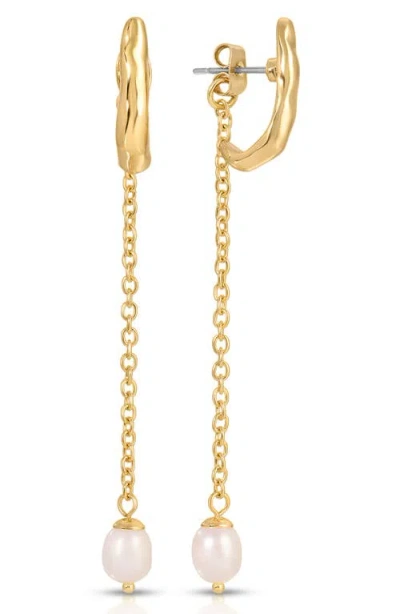 ETTIKA ETTIKA LINEAR LUXE CULTURED PEARL FRONT/BACK EARRINGS