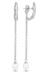Ettika Linear Lux Silver Plated Freshwater Pearl Drop Earrings, 2.9l In Silver