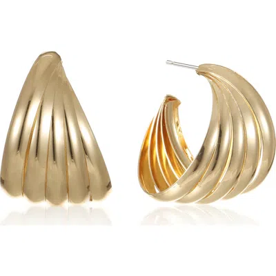 Ettika Lines Medium Hoop Earrings In Gold