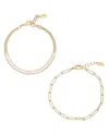 Ettika Links And Shine 18k Gold Plated Anklet Set Of 2 In Gold
