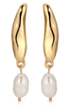 Ettika Cultured Freshwater Pearl Liquid Luxe Drop Earrings
