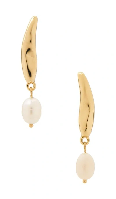 Ettika Liquid Lux Pearl Drop Earrings In Pearl & Gold