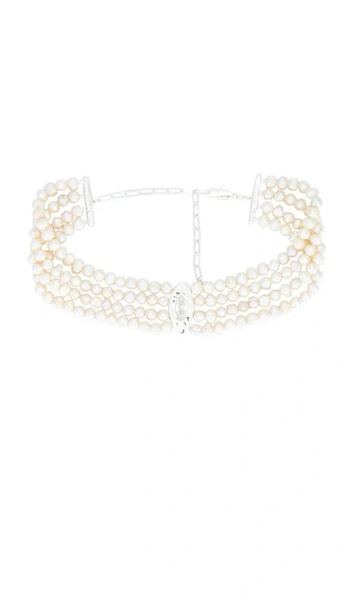 Ettika Liquid Luxe Pearl Statement Choker In Metallic